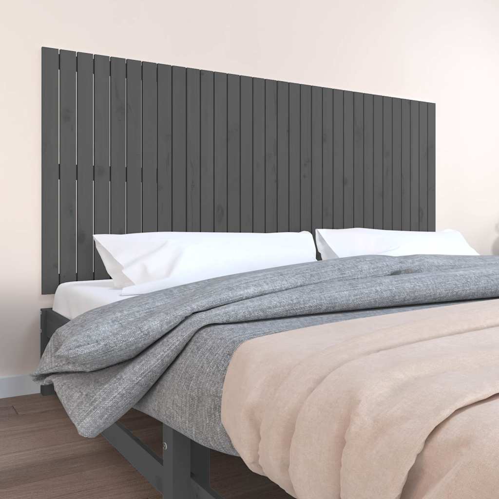Vidaxl wandhoofdbord 204x3x90 cm massief grenenhout grijs