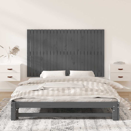 Vidaxl wandhoofdbord 147x3x90 cm massief grenenhout grijs