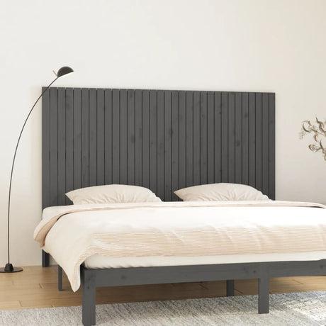 Vidaxl hoofdbord wandmontage 204x3x110 cm massief grenenhout grijs