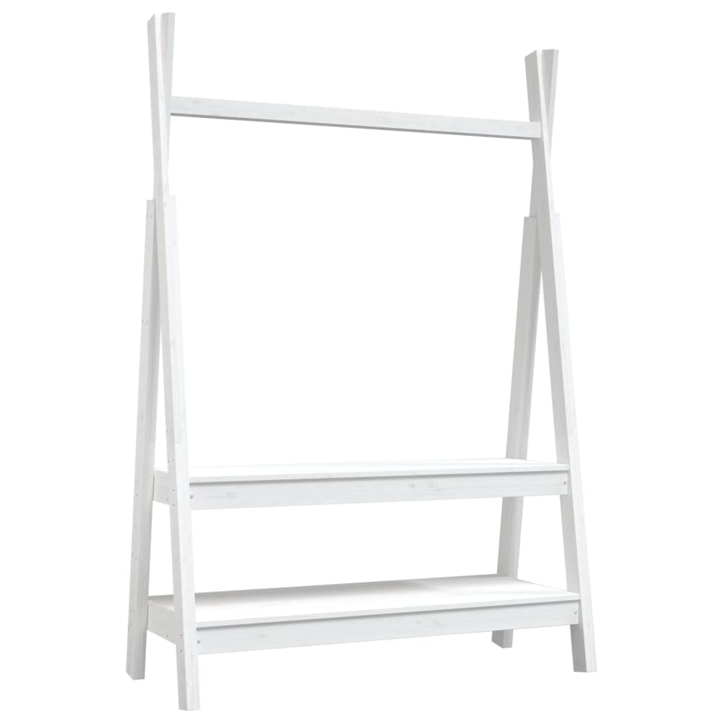 Rack de vêtements Vidaxl 100x45.5x150 cm Pine solide blanc