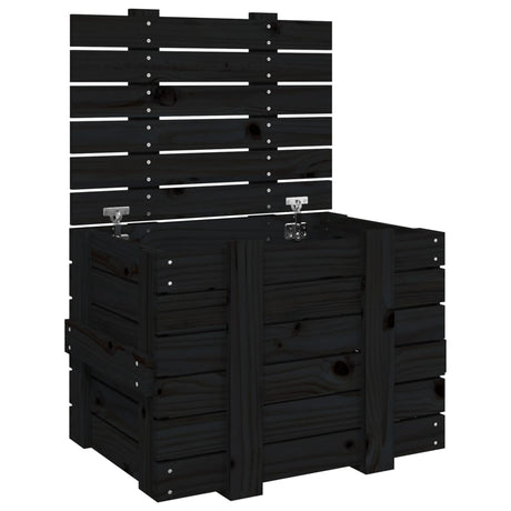 Vidaxl opbergbox 58x40,5x42 cm massief grenenhout zwart