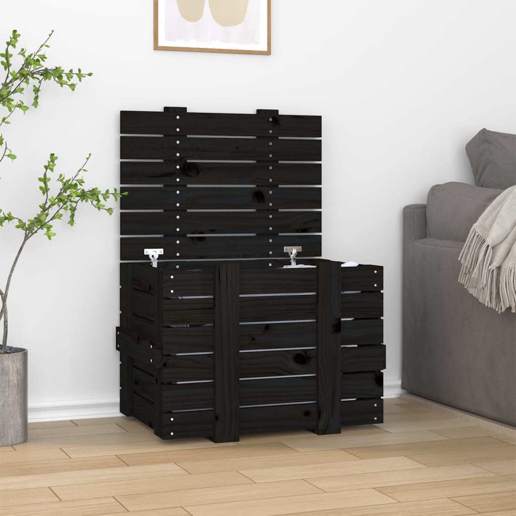 VidaXL Storage box 58x40.5x42 cm Solid pine wood black