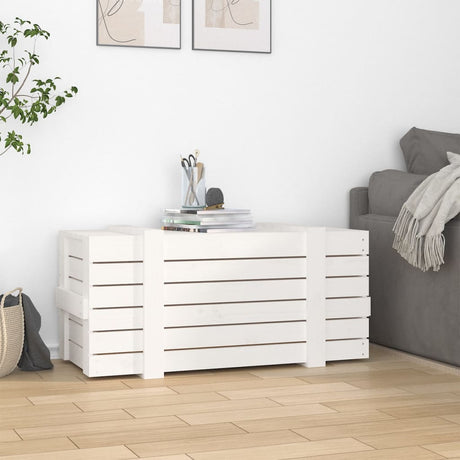 Vidaxl opbergbox 91x40,5x42 cm massief grenenhout wit