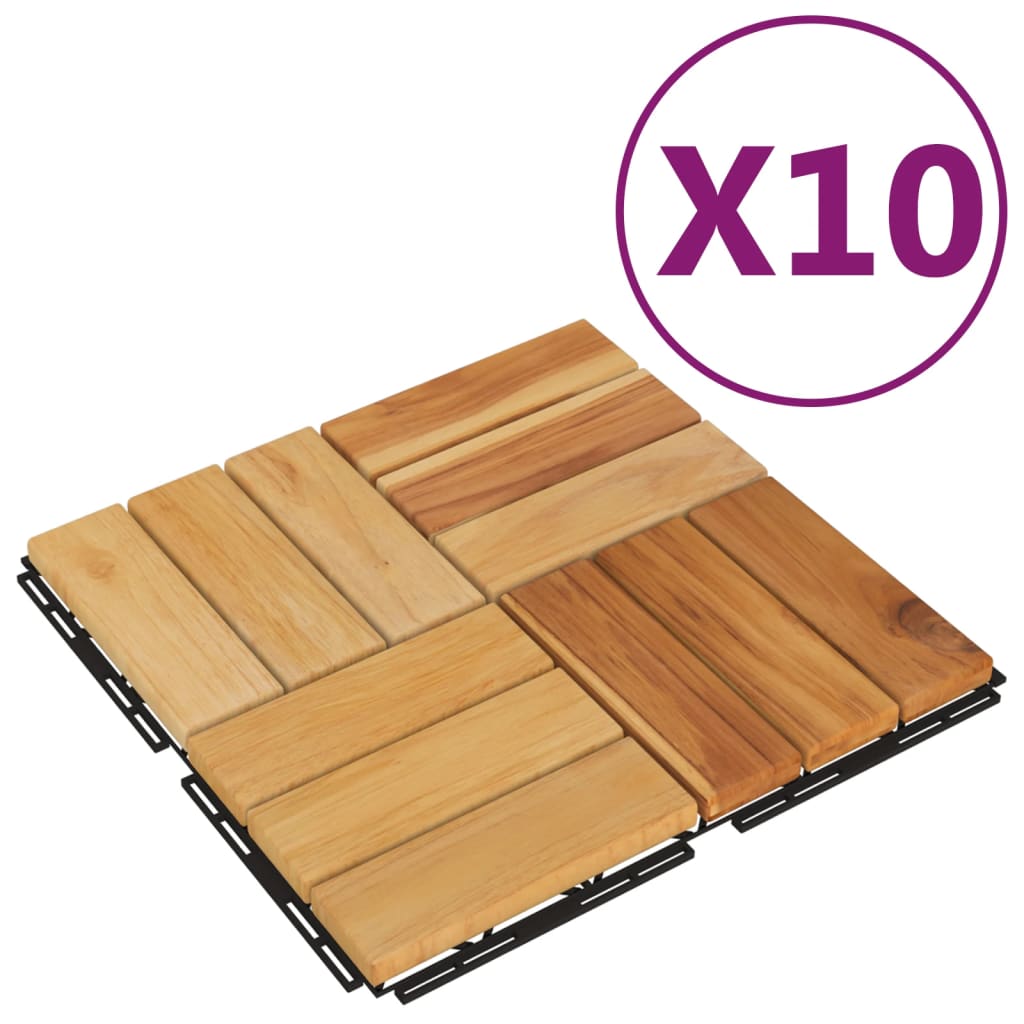 Vidaxl terrassefliser 10 stk 30x30 cm solid teak tre