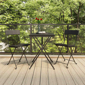 Vidaxl opklapbare stoelen, 2 stuks, zwart, van polyrotan en staal.