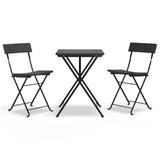 Vidaxl bistroset inklapbaar 3 st poly rattan zwart