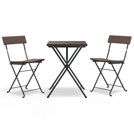 Vidaxl 3-delige bistroset inklapbaar poly rattan bruin