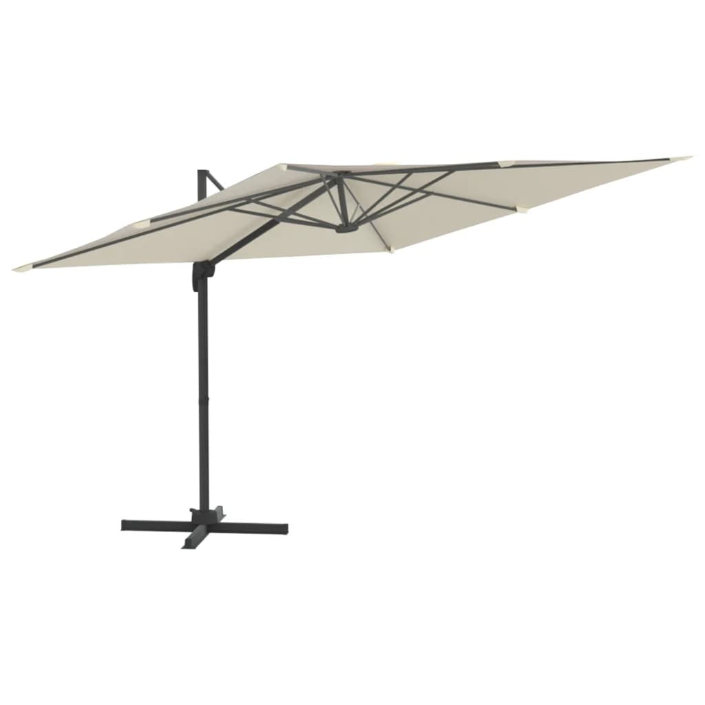 Vidaxl zweefparasol met aluminium paal 400x300 cm zandwit