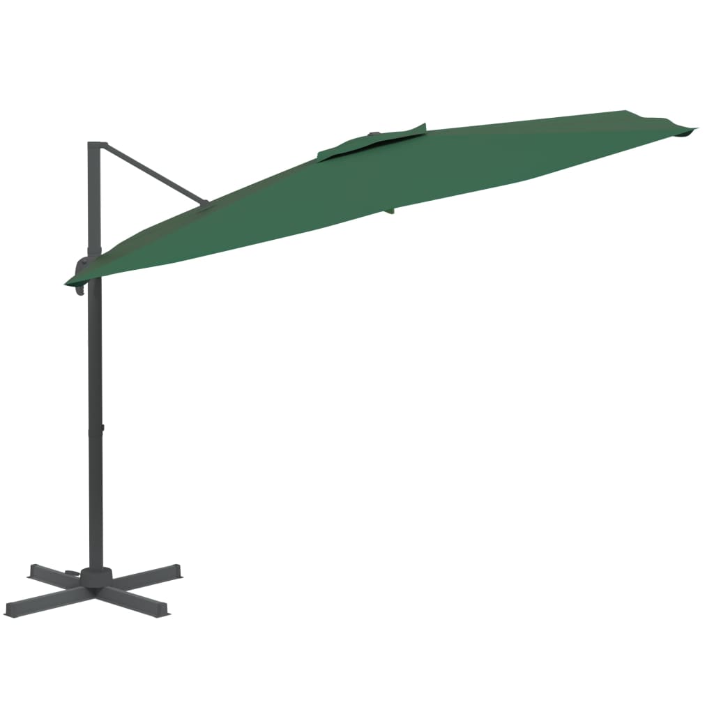 Vidaxl flytende parasol med aluminiumstang 300x300 cm grønn