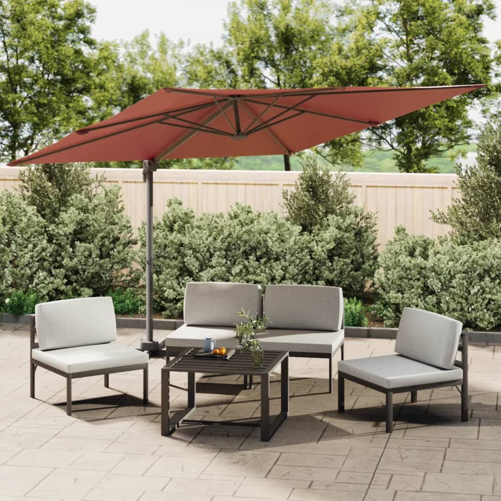 Vidaxl flytende parasol med aluminiumstang 300x300 cm terrakotta -farget