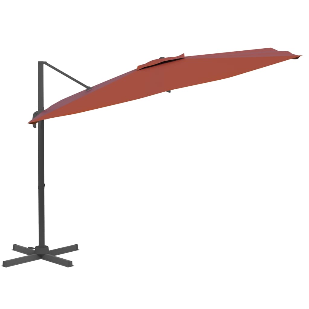 Vidaxl flytende parasol med aluminiumstang 400x300 cm terrakotta -farget