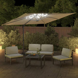 Vidaxl Floating parasol with LED lighting 400x300 cm sand white