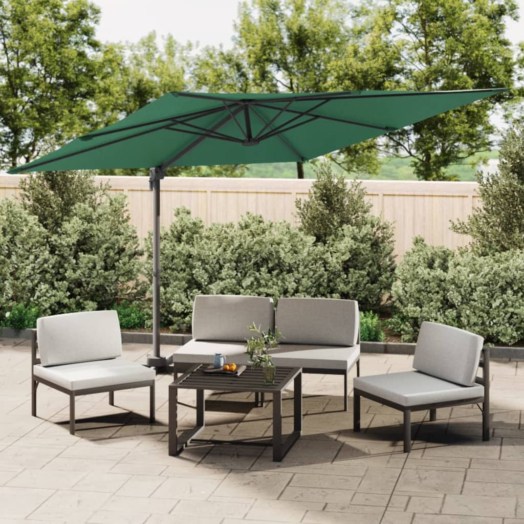 Vidaxl flytende parasol med LED -belysning 400x300 cm grønn