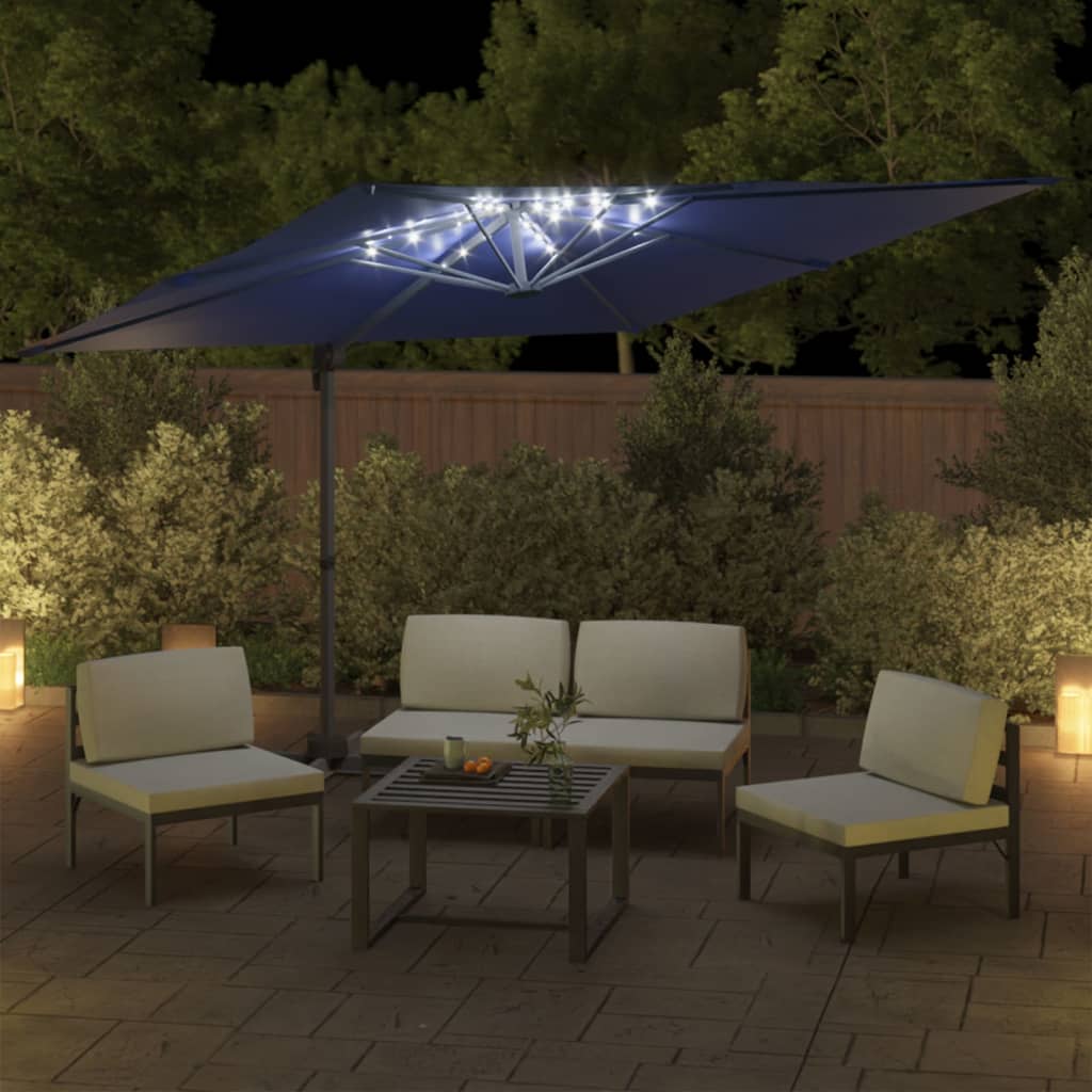 Vidaxl flytende parasol med LED -belysning 400x300 cm Azure Blue