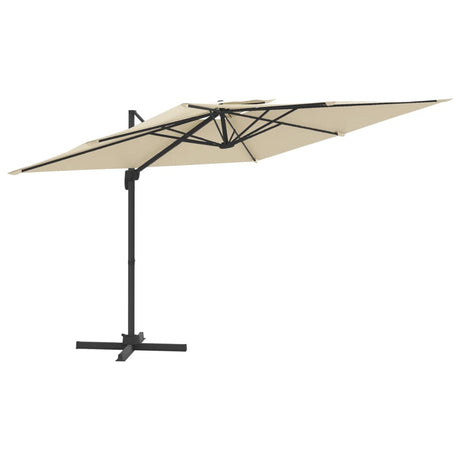 Vidaxl flytende parasol med dobbelt tak 300x300 cm sand hvit