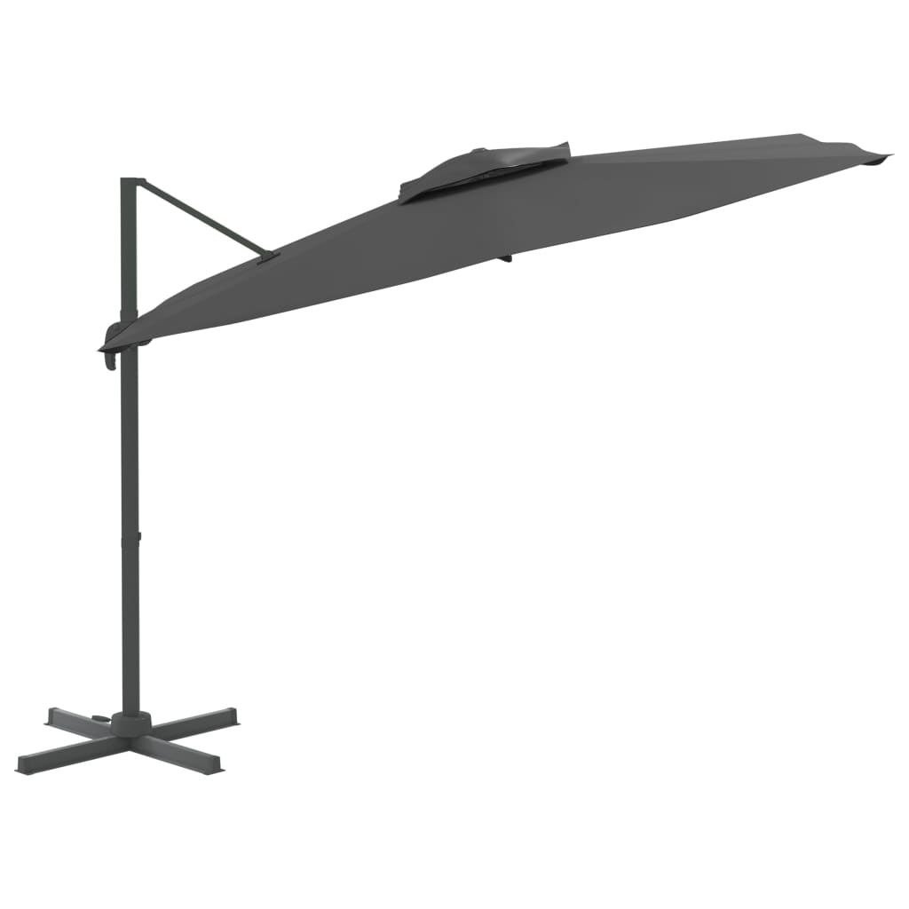 Vidaxl flytende parasol med dobbelt tak 400x300 cm Antracitt -farget