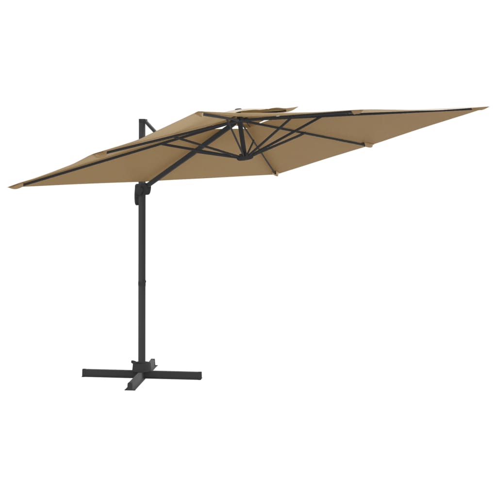 Vidaxl flytende parasol med dobbel topp 400x300 cm taupe