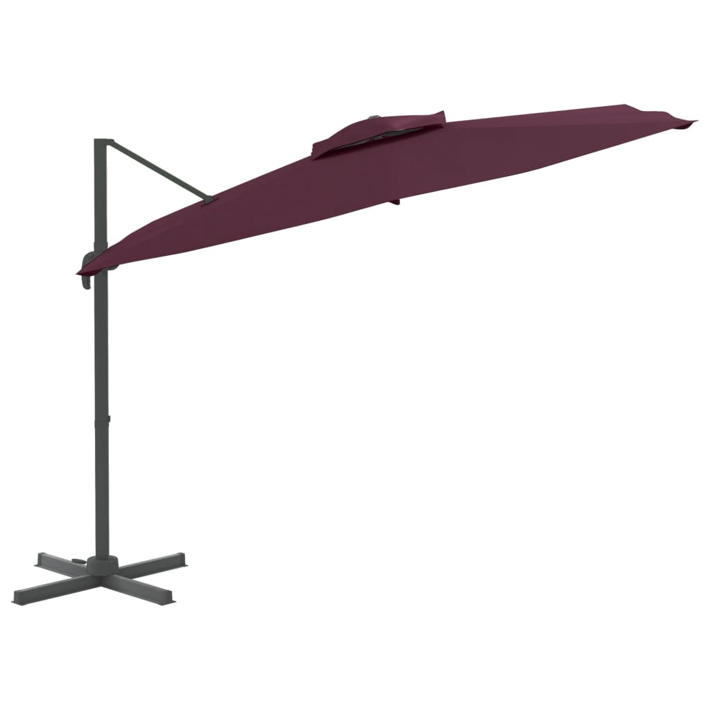 Vidaxl flytende parasol med dobbelttak 300x300 cm burgunder rød