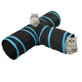 Vidaxl Cat Tunnel 3-fold 90 cm polyester sort og blå