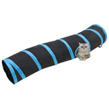 Vidaxl Cat Tunnel S-form 122 cm polyester sort og blå