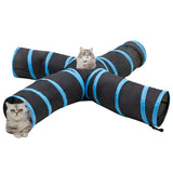 Vidaxl kattentunnel 4-voudig 25 cm polyester zwart en blauw