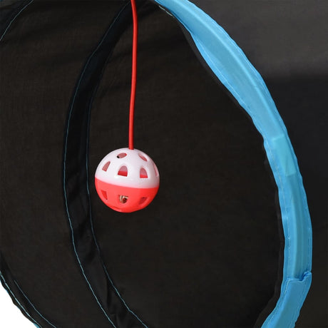 Vidaxl kattentunnel 4-voudig 25 cm polyester zwart en blauw