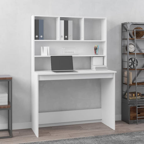 Vidaxl bureau met schappen 102x45x148 cm bewerkt hout wit