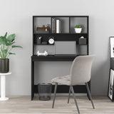 Vidaxl bureau met schappen 102x45x148 cm bewerkt hout zwart