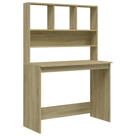 Vidaxl bureau met schappen 102x45x148 bewerkt hout sonoma eikenkleur