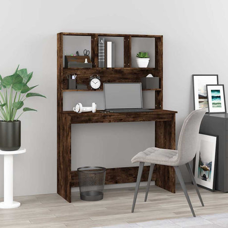 Vidaxl bureau met schappen 102x45x148 cm bewerkt hout gerookt eiken