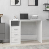 Vidaxl bureau met lades 102x50x76 cm bewerkt hout wit