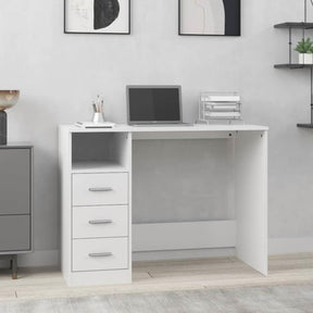Vidaxl bureau met lades 102x50x76 cm bewerkt hout wit