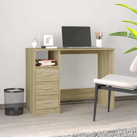 Vidaxl bureau met lades 102x50x76 cm bewerkt hout sonoma eikenkleurig