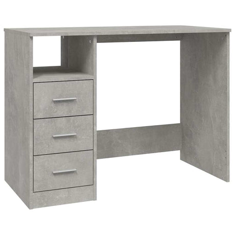 Vidaxl bureau met lades 102x50x76 cm bewerkt hout betongrijs