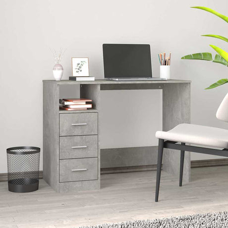 Vidaxl bureau met lades 102x50x76 cm bewerkt hout betongrijs