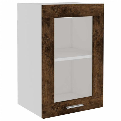 Vidaxl bovenkast lyon 40x31x60 cm glas en bewerkt hout gerookt eikenkleurig