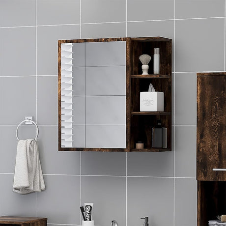 Vidaxl badkamerspiegelkast 62,5x20,5x64 cm bewerkt hout gerookt eiken