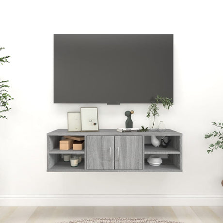 Vidaxl wandschap 102x30x29 cm bewerkt hout grijs sonoma eikenkleurig