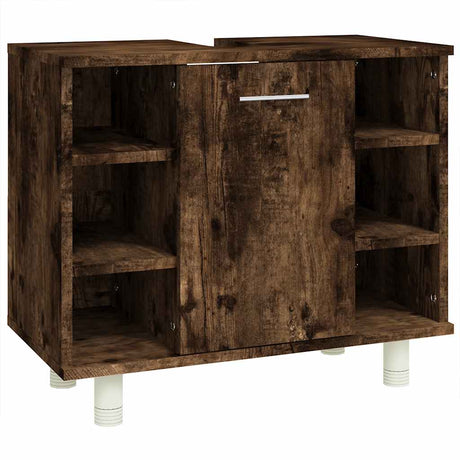 Vidaxl badkamerkast 60x32x53,5 cm bewerkt hout gerookt eikenkleurig