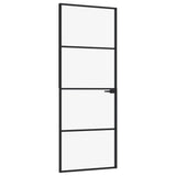 Vidaxl Porta interna 76x201,5 cm in vetro indurito e nero stretto in alluminio