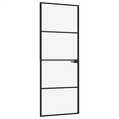 Vidaxl binnendeur 76x201,5 cm gehard glas en aluminium smal zwart
