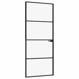 Vidaxl binnendeur 83x201,5 cm gehard glas en aluminium smal zwart