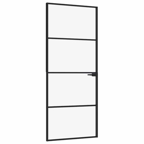 Vidaxl binnendeur 83x201,5 cm gehard glas en aluminium smal zwart
