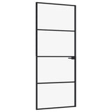 Vidaxl Innenür 83x201,5 cm gehärtetes Glas und Aluminium schmal schwarz