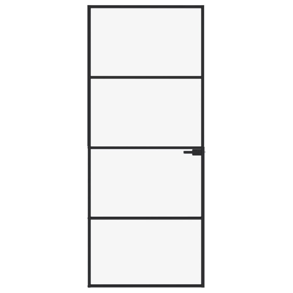 Vidaxl Innenür 83x201,5 cm gehärtetes Glas und Aluminium schmal schwarz