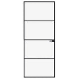 Vidaxl Puerta interna 83x201.5 cm de vidrio endurecido y aluminio negro estrecho