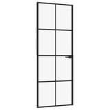 Vidaxl Porte intérieure 76x201,5 cm Verre durcie et aluminium Noir étroit