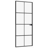 Vidaxl binnendeur 83x201,5 cm gehard glas en aluminium smal zwart