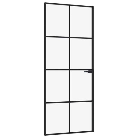 Vidaxl binnendeur 83x201,5 cm gehard glas en aluminium smal zwart