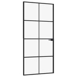 Vidaxl binnendeur 93x201,5 cm gehard glas en aluminium smal zwart